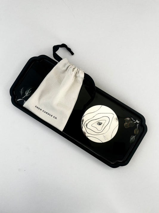 Silver Metallic Candle Topper&Lid Set